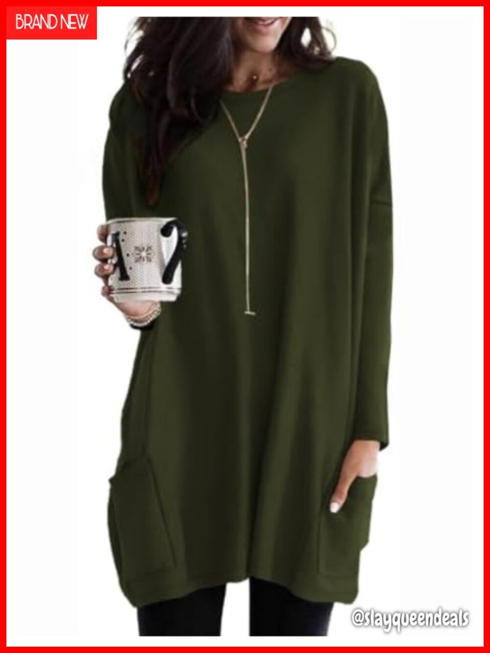 Womens Long Sleeve Tunic Top Oversized Pullover Spandex Rayon